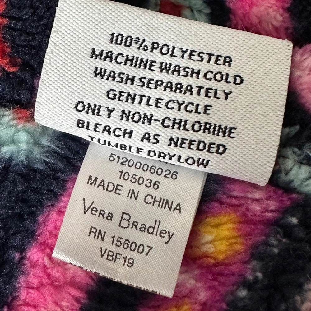 Vera Bradley Painted Paisley Fleece Throw Blanket Navy Floral Soft Plush 50 x 77